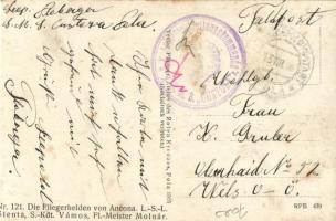 Die Fliegerhelden von Ancona. L.-S.-L. Stenta, S.-Kdt. Vámos, Fl.-Meister Molnár. Verlag Photogr. At...