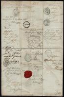 1853 Házaló útlevél sok település pecsétjével + adóív / 1853 Peddler passport