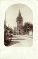 1914 Nagymaros, utcakép templom toronnyal, photo (EK)