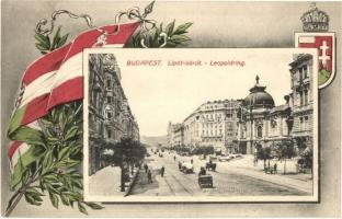 Budapest XIII. Lipót körút, Vígszínház. Magyar zászlós és címeres keret (EK)