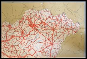 1965 Magyarország áttekintő úttérképe. 1:300.000. I. Forgalmi terhelési térkép. II. Tonnaterhelési t...