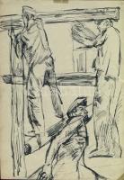 Aszódi Weil Erzsébet (1901-1976) szignós grafika 28x19 cm