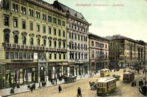Budapest VIII. József körút, 178-as számú villamos a Városliget felé, zálogkölcsön, kávéház (fa)