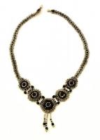 Fűzött alkalmi gyöngy nyaklánc, h: 45 cm