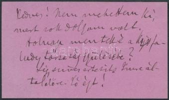 Hegedüs Sándor (1847-1906) politikus, országgyülési képviselő, miniszter sorai feleségének Jókay Jol...