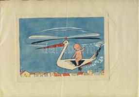 1950 Gerő Sándor képes levelezőlap terv rajz