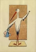 1950 Gerő Sándor (1904-1977) képes levelezőlap terve 20x14cm