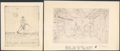 Vadász Endre (1901-1944): 4 db alkalmi grafika, köztük Fricsay Ferenc karmester részére készült is, ...