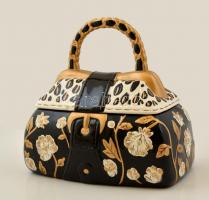 Női táskát formázó Adina Collectibles kerámia tartó, mázas kerámia, jelzett, kis lepattanással, apró kopásnyomokkal, m: 24 cm