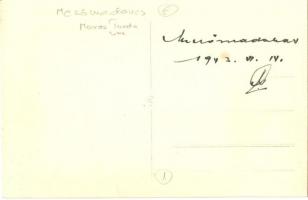 1943 Mezőmadaras, Madaras; család a ház erkélyén / family, balcony, photo