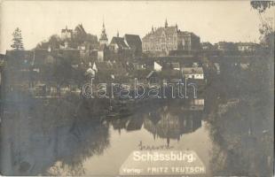 1913 Segesvár, Schässburg, Sighisoara; folyópart / river bank, photo