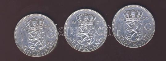 Hollandia 1955-57. 1G Ag (3x) klf évszámokkal T:2,2/3