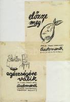 cca 1940 Daróczy Sándor 2 db reklámrajz