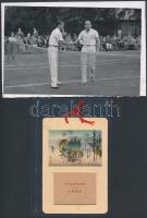 Vegyes papírrégiség tétel: asztali naptár, cca 1940 teniszverseny fotója, egyéb