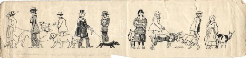 Mühlbeck Károly (1869-1943) 34x8cm tusrajz