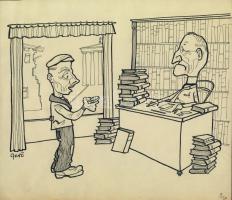 Gerő Sándor (1904-1977) 20x23cm tusrajz