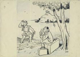 Gerő Sándor (1904-1977) 25x17cm tusrajz