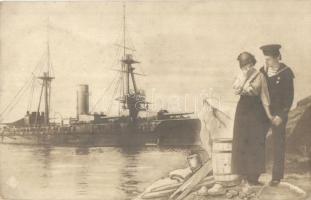 K.u.K. Kriegsmarine romantic mariner postcard with torpedoboat
