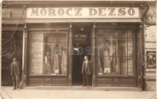 ~1910 Komárom, Komarno; Mórocz Dezső szabósági üzlete. Megye utca 3. / tailors shop, photo (EB)