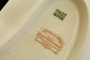 2 db H&C porcelán csontos tányér, jelzett, lekopásokkal, 24×14 cm