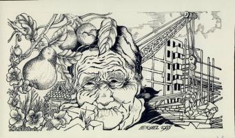 1985 Lengyel szignós rajz 26x16 cm