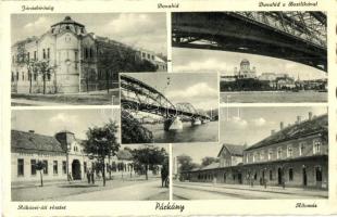 Párkány, Stúrovó; Járásbíróság, Dunahíd a Bazilikával, Rákóczi út, szálloda, vasútállomás / court, bridge, basilica, street view, hotel, railway station (EK)