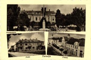 Tornalja, Tornala; Országzászló, posta, fő utca, Poraczky László kiadása / Hungarian flag, post office, main street (EK)