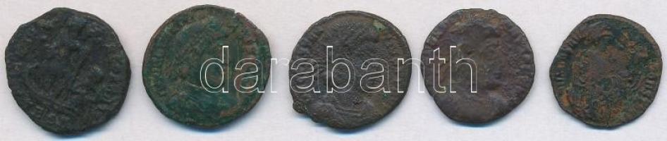 5db-os tisztítatlan római rézpénz tétel a Kr. u. IV. századból T:3 5pcs of uncleaned Roman copper coins from the 4th century AD C:F
