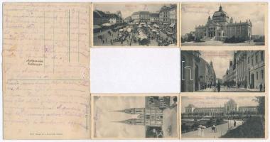 Zagreb, 3-részes kihajtható mechanikus képeslap, vasútállomás, lovasrendőr, piac / mechanical foldin...