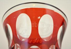 1913 emlék pohár, két rétegű, jelzés nélkül, apró karcolássokkal, hámozott és csiszolt, csorba nélkü...