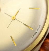 cca 1950 Omega Seamaster Au (18k) tokban, bőr szíjjal, működik, apró karcolás a számlapon, jelzett, ...