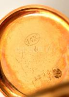 Arany (Au.) tokos női zsebóra, jelzett (14K), eredeti dobozában, pontatlan mutatókkal, működik, brut...