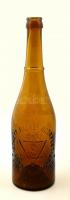 Schatz József, Budapest, sörös palackja Dávid csillaggal, 0,55 l-es üveg, apró karcolásokkal, m:28,5 cm / Vintage beer bottle, 0,55 l, h: 28,5 cm