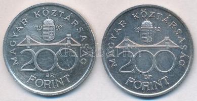 1992. 200Ft Ag "MNB" (2x) T:2
