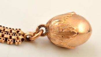 Arany (Au 14 K) arany óralánc, makk fejjel a végén, jelzett, h:11,5 cm, nettó:7,8 g