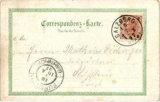 1897 Gruss aus den Bergen; Kunstanstalt Regel und Krug / highlander folklore, litho