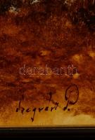 Szegvári Péter (1949- ): Tanya, olaj, farost, jelzett, keretben, 24×60,5 cm