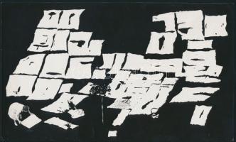 cca 1971 Döbrössy Pál: Lepedők, feliratozott vintage fotóművészeti alkotás, 14,5x24 cm