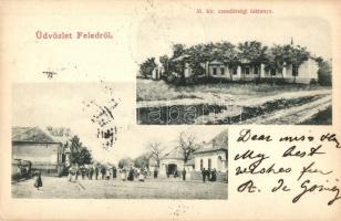 Feled, Veladin, Jesenské; M. kir. csendőrségi laktanya, utcakép, vendéglő, iskola / gendarmerie barracks, street view, restaurant, school