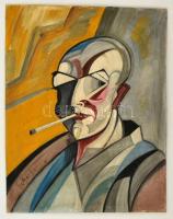 Scheiber jelzéssel: Cigarettázó férfi. Olaj, farost, 45×35 cm
