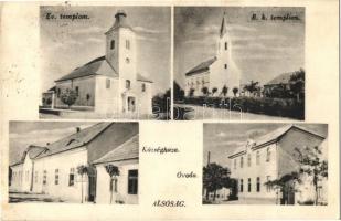 Alsóság, (Celldömölk); Községháza, óvoda, Evangélikus és római katolikus templom (EK)