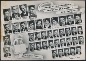 cca 1957-1962 Székesfehérvár, 3 db tablókép a József A. Gimnázium tanárairól és a különböző évfolyam...