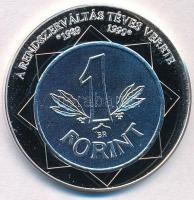 DN "A magyar nemzet pénzérméi - A Rendszerváltás téves verete 1989-1990" Ag emlékérem tanúsítvánnyal (15g/0.333/35mm) T:PP