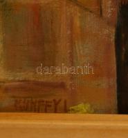 Kunffy jelzéssel: Szoba. Olaj, karton,keretben, 30×42 cm
