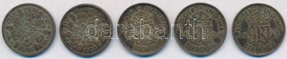 Nagy-Britannia 1929-1946. 6p Ag (5xklf) T:2-3 patina
Great Britain 1929-1946. 6 Pence Ag (5xdiff) C...