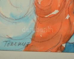 Töreky jelzéssel: Arisztokrata hölgy. Vegyes technika, papír, üvegezett keretben, 34×23 cm