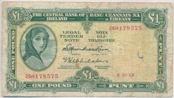 Írország 1968. 1P T:III- ragasztott Ireland 1968. 1 Pound C:VG glued Krause 64.a