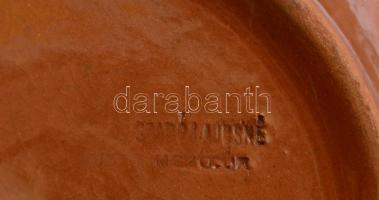 2 db Mezőtúri mázas kerámia falitál, jelzettek (Szabó Lajosné), kis kopásokkal, d: 27 cm