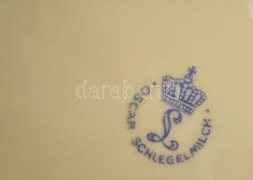 Oscar Schlegelmilch tálka, kézzel festett, kopott, jelzett, 18×18,5 cm