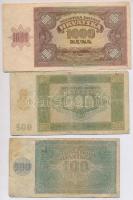 Horvátország 1941. 100K + 500K + 1000K T:III,III- szakadás
Croatia 1941. 100 Kuna + 500 Kuna + 1000...